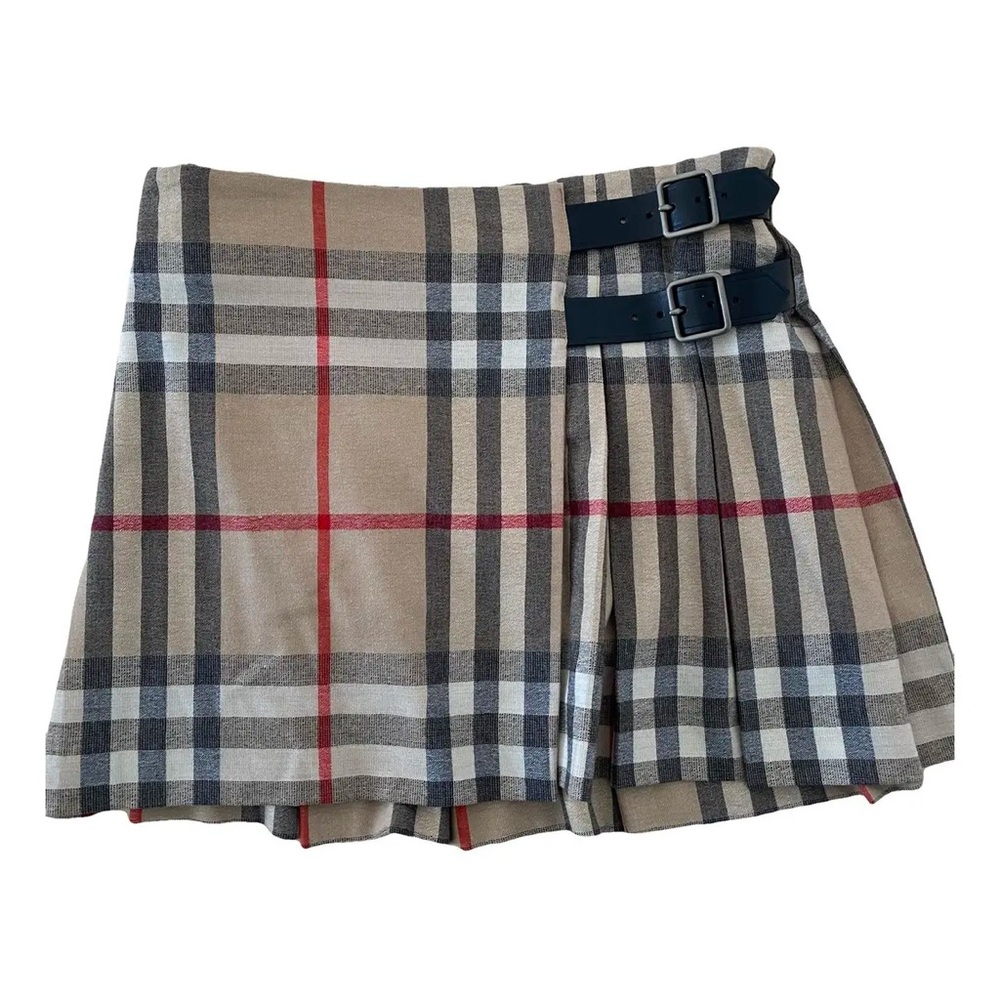 Burberry Tan and Red Nova Plaid Skirt - gently worn
